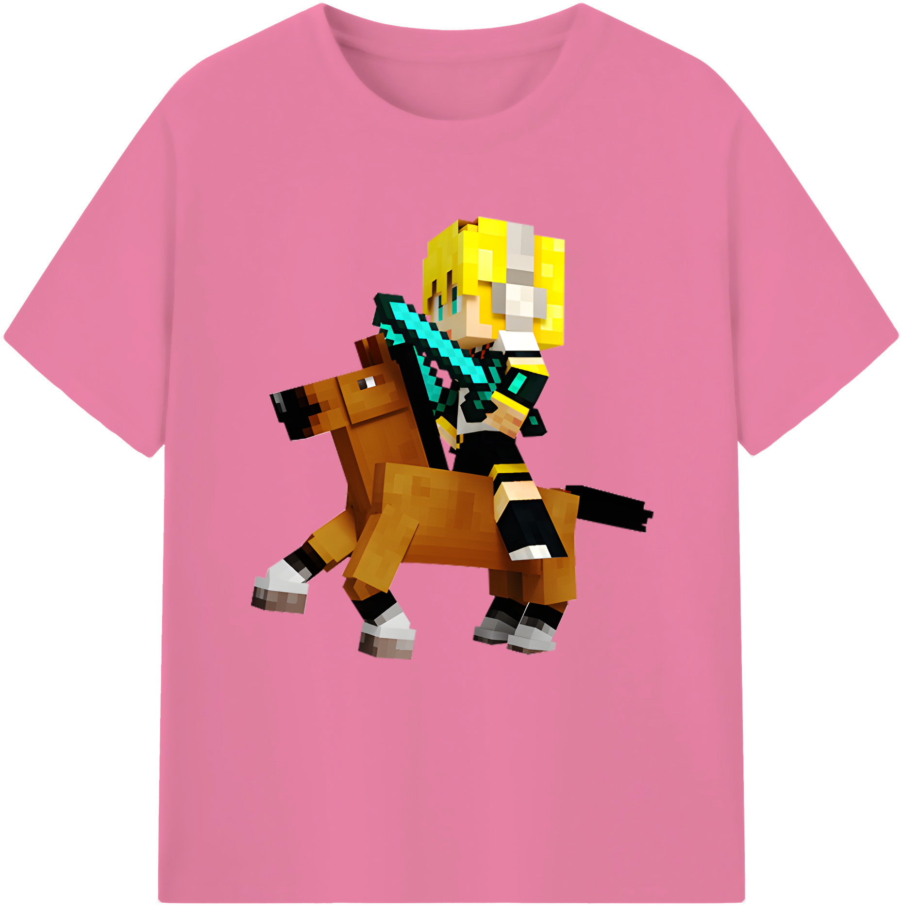 （画像用） マインクラフト ブロックの世界 Minecraft MC Block world 綿100％半袖Tシャツ（フロントプリント）